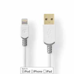 Lightning Kabel | USB 2.0 | Apple Lightning 8-Pins | USB-A Male | 480 Mbps | Verguld | 1.00 m | Rond | PVC | Grijs / Wit | Doos