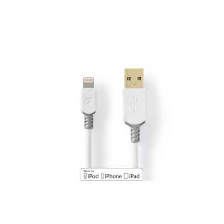 Lightning Kabel | USB 2.0 | Apple Lightning 8-Pins | USB-A Male | 480 Mbps | Verguld | 1.00 m | Rond | PVC | Grijs / Wit | Doos