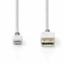 Lightning Kabel | USB 2.0 | Apple Lightning 8-Pins | USB-A Male | 480 Mbps | Verguld | 1.00 m | Rond | PVC | Grijs / Wit | Doos