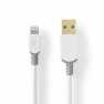 Lightning Kabel | USB 2.0 | Apple Lightning 8-Pins | USB-A Male | 480 Mbps | Verguld | 1.00 m | Rond | PVC | Grijs / Wit | Doos