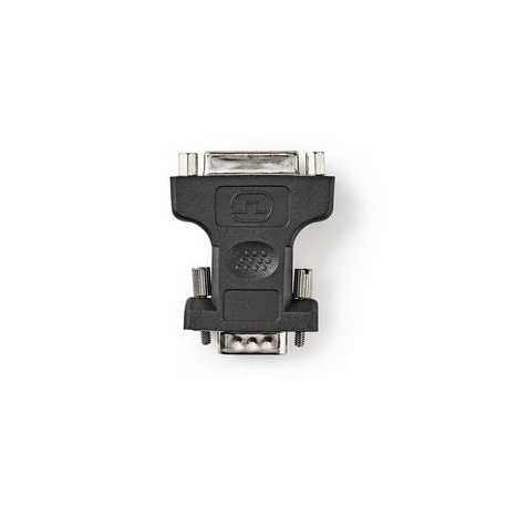 VGA-Adapter | VGA Male | DVI-I 24+5-Pins Female | Vernikkeld | Recht | ABS / Metaal | Zwart | Envelop