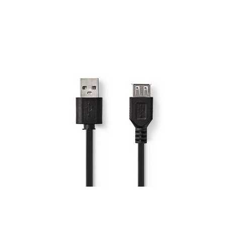 USB-Kabel | USB 2.0 | USB-A Male | USB-A Female | 480 Mbps | Vernikkeld | 0.20 m | Rond | PVC | Zwart | Envelop