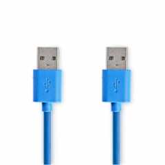 USB-Kabel | USB 3.2 Gen 1 | USB-A Male | USB-A Male | 5 Gbps | Vernikkeld | 1.00 m | Rond | PVC | Blauw | Envelop