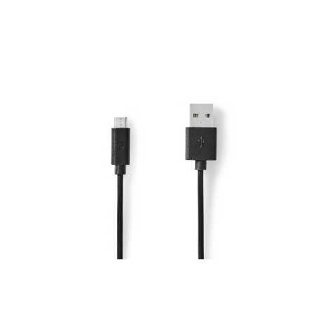 USB-Kabel | USB 2.0 | USB-A Male | USB Micro-B Male | 9 W | 480 Mbps | Vernikkeld | 5.00 m | Rond | PVC | Zwart | Envelop