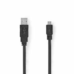USB-Kabel | USB 2.0 | USB-A Male | USB Micro-B Male | 480 Mbps | Vernikkeld | 1.00 m | Plat | PVC | Zwart | Envelop