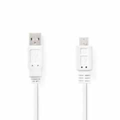USB-Kabel | USB 2.0 | USB-A Male | USB Micro-B Male | 480 Mbps | Vernikkeld | 1.00 m | Plat | PVC | Wit | Envelop