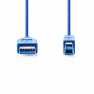 USB-Kabel | USB 3.2 Gen 1 | USB-A Male | USB-B Male | 5 Gbps | Vernikkeld | 3.00 m | Rond | PVC | Blauw | Envelop