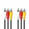 Composiet Videokabel | 3x RCA Male | 3x RCA Male | Vernikkeld | 480p | 5.00 m | Rond | PVC | Zwart | Envelop