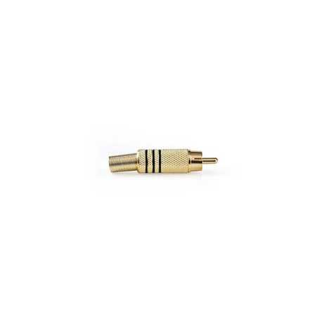 RCA-Connector | Recht | Male | Verguld | Soldeer | Diameter kabelinvoer: 7.0 mm | Metaal | Zwart | 10 Stuks | Envelop