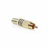 RCA-Connector | Recht | Male | Verguld | Soldeer | Diameter kabelinvoer: 7.0 mm | Metaal | Zwart | 10 Stuks | Envelop