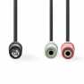 Stereo-Audiokabel | 3,5 mm Male | 2x 3,5 mm Female | Vernikkeld | 0.20 m | Rond | Zwart | Envelop