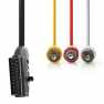 SCART-Kabel | SCART Male | 3x RCA Male | Vernikkeld | Schakelbaar | 480p | 1.00 m | Rond | PVC | Zwart | Envelop