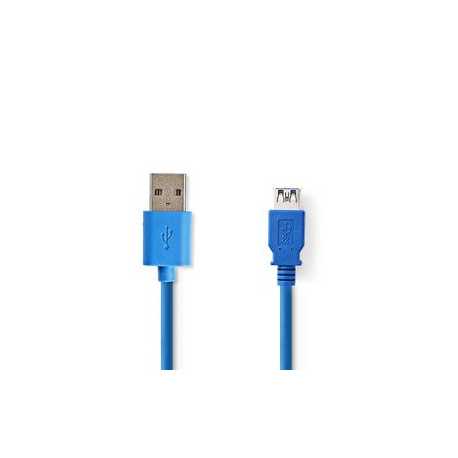 USB-Kabel | USB 3.2 Gen 1 | USB-A Male | USB-A Female | 5 Gbps | Vernikkeld | 2.00 m | Rond | PVC | Blauw | Doos