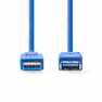 USB-Kabel | USB 3.2 Gen 1 | USB-A Male | USB-A Female | 5 Gbps | Vernikkeld | 2.00 m | Rond | PVC | Blauw | Doos