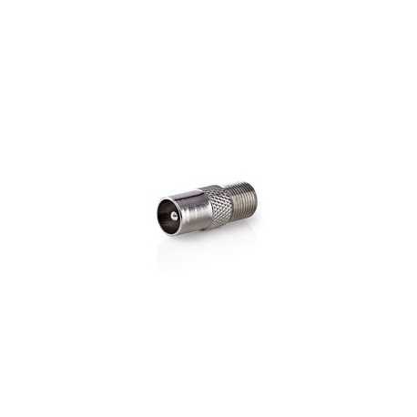 Satelliet- en Antenne-Adapter | F-Female | IEC (Coax) Male | Vernikkeld | 75 Ohm | Recht | Metaal | Zilver | 1 Stuks | Doos