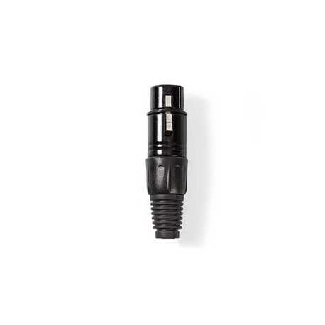 XLR-Connector | Recht | Female | Vernikkeld | Solderen | Diameter kabelinvoer: 5.0 mm | Metaal | Zwart | 1 Stuks | Polybag