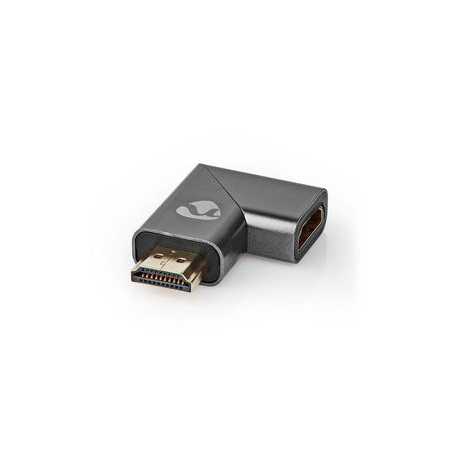 HDMI™-Adapter | HDMI™ Connector / HDMI™ Male | HDMI™ Output | Verguld | Rechts Gehoekt | Aluminium | Gun Metal Grijs | 1 Stuks |