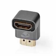 HDMI™-Adapter | HDMI™ Connector / HDMI™ Male | HDMI™ Output | Verguld | 90° Gehoekt | Aluminium | Gun Metal Grijs | 1 Stuks | Co