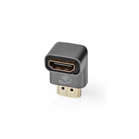 HDMI™-Adapter | HDMI™ Connector / HDMI™ Male | HDMI™ Output | Verguld | 90° Gehoekt | Aluminium | Gun Metal Grijs | 1 Stuks | Co