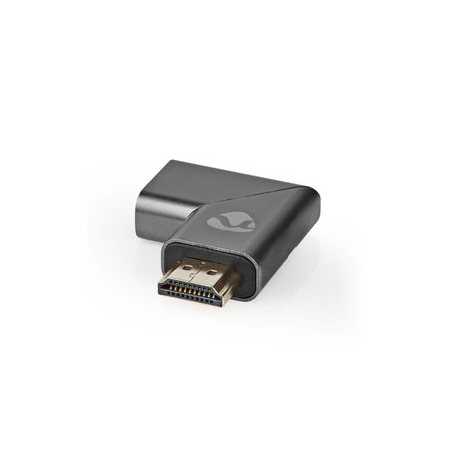 HDMI™-Adapter | HDMI™ Connector / HDMI™ Male | HDMI™ Output | Verguld | Links Gehoekt | Aluminium | Gun Metal Grijs | 1 Stuks | 