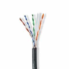 Netwerk Kabel Rol | CAT6 | Solid | U/UTP | CCA | 100.0 m | Buitenshuis | Rond | PE | Zwart | Trekdoos