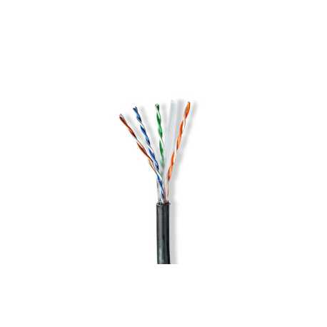 Netwerk Kabel Rol | CAT6 | Solid | U/UTP | CCA | 100.0 m | Buitenshuis | Rond | PE | Zwart | Trekdoos