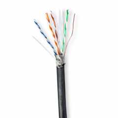 Netwerk Kabel Rol | CAT6 | Solid | S/FTP | Koper | 100.0 m | Buitenshuis | Rond | PE | Zwart | Trekdoos