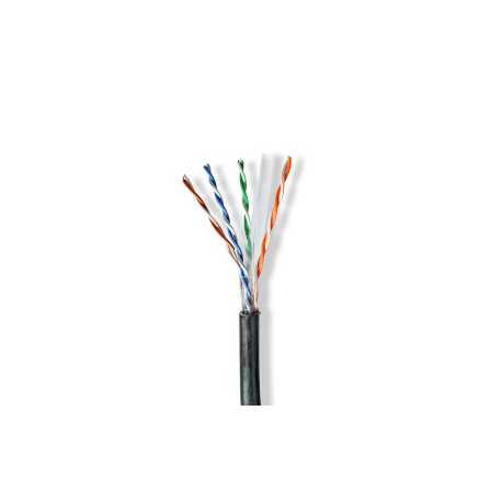 Netwerk Kabel Rol | CAT6 | Solid | U/UTP | CCA | 305.0 m | Buitenshuis | Rond | PE | Zwart | Trekdoos