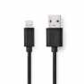 Lightning Kabel | USB 2.0 | Apple Lightning 8-Pins | USB-A Male | 480 Mbps | Vernikkeld | 1.00 m | Rond | PVC | Zwart | Label