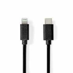 Lightning Kabel | USB 2.0 | Apple Lightning 8-Pins | USB-C™ Male | 480 Mbps | Vernikkeld | 1.00 m | Rond | PVC | Zwart | Label