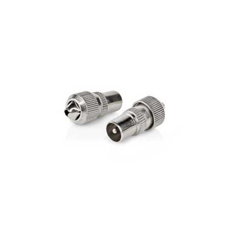 IEC (Coax) Connector | Recht | Male | Vernikkeld | 75 Ohm | Schroef | Diameter kabelinvoer: 7.0 mm | Metaal | Zilver | 2 Stuks |