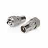 IEC (Coax) Connector | Recht | Male | Vernikkeld | 75 Ohm | Schroef | Diameter kabelinvoer: 7.0 mm | Metaal | Zilver | 2 Stuks |