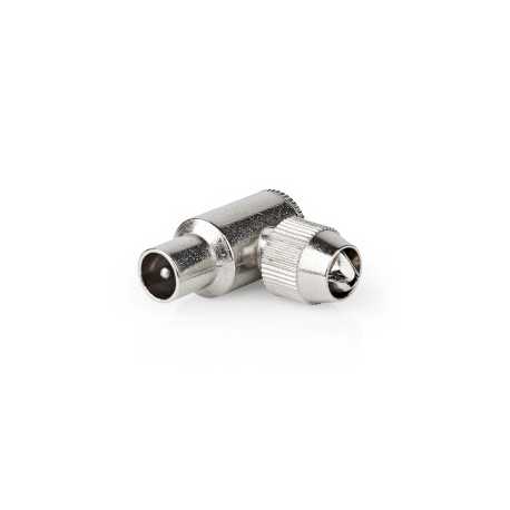 IEC (Coax) Connector | 90° Gehoekt | Male | Vernikkeld | 75 Ohm | Schroef | Diameter kabelinvoer: 7.0 mm | Metaal | Zilver | 2 S