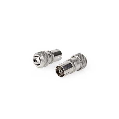 IEC (Coax) Connector | Recht | Female | Vernikkeld | 75 Ohm | Schroef | Diameter kabelinvoer: 7.0 mm | Metaal | Zilver | 2 Stuks