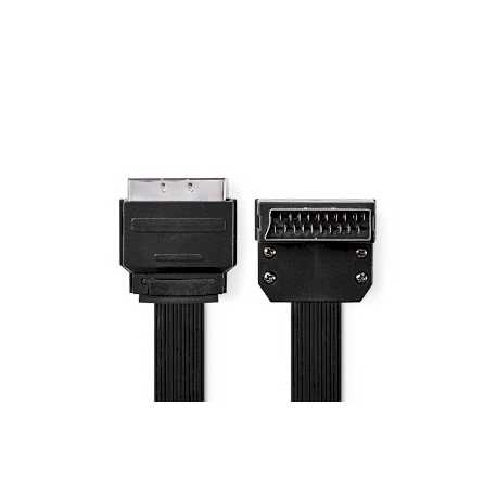 SCART-Kabel | SCART Male | SCART Male | Vernikkeld | 480p | 2.00 m | Plat | PVC | Zwart | Label