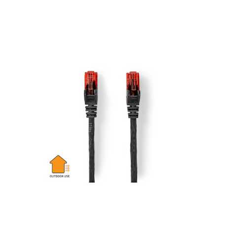 CAT6 Netwerkkabel | RJ45 Male | RJ45 Male | U/UTP | 75.0 m | Buitenshuis | Rond | PE | Zwart | Label