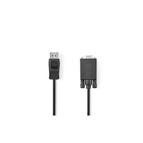 VGA-Kabel | DisplayPort Male | VGA Male | Vernikkeld | Maximale resolutie: 1080p | 1.00 m | Rond | PVC | Zwart | Envelop